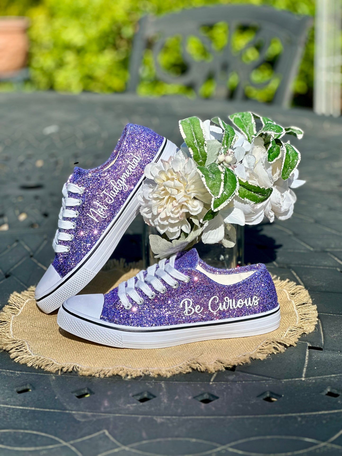 Personalized Lilac Glitter Sneakers