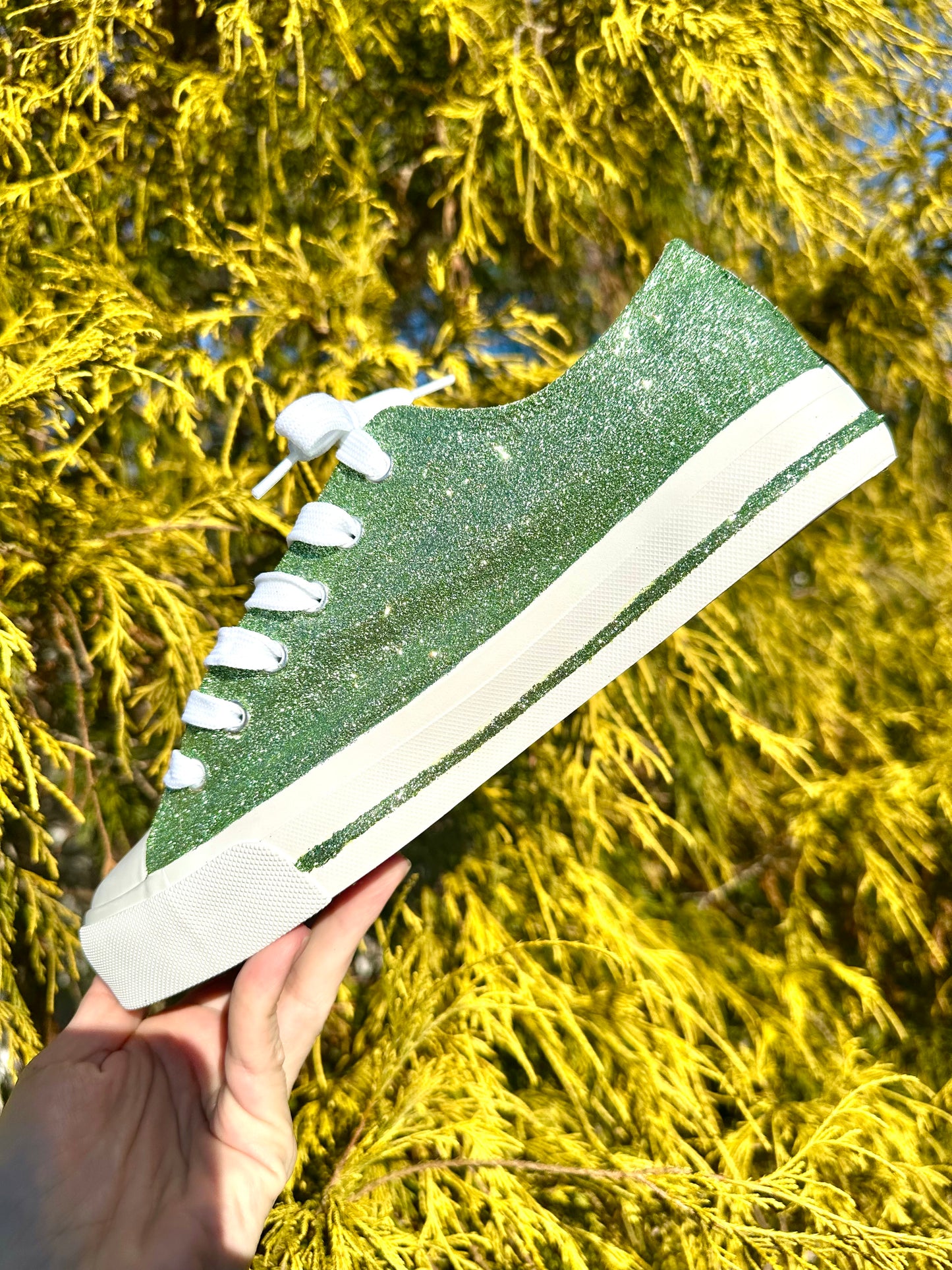 Sage Green Glitter Sneakers