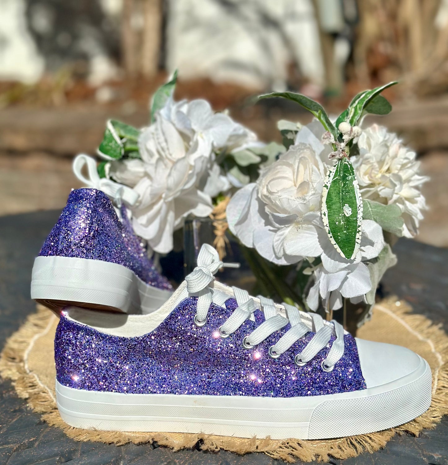 Lilac Purple Glitter Sneakers