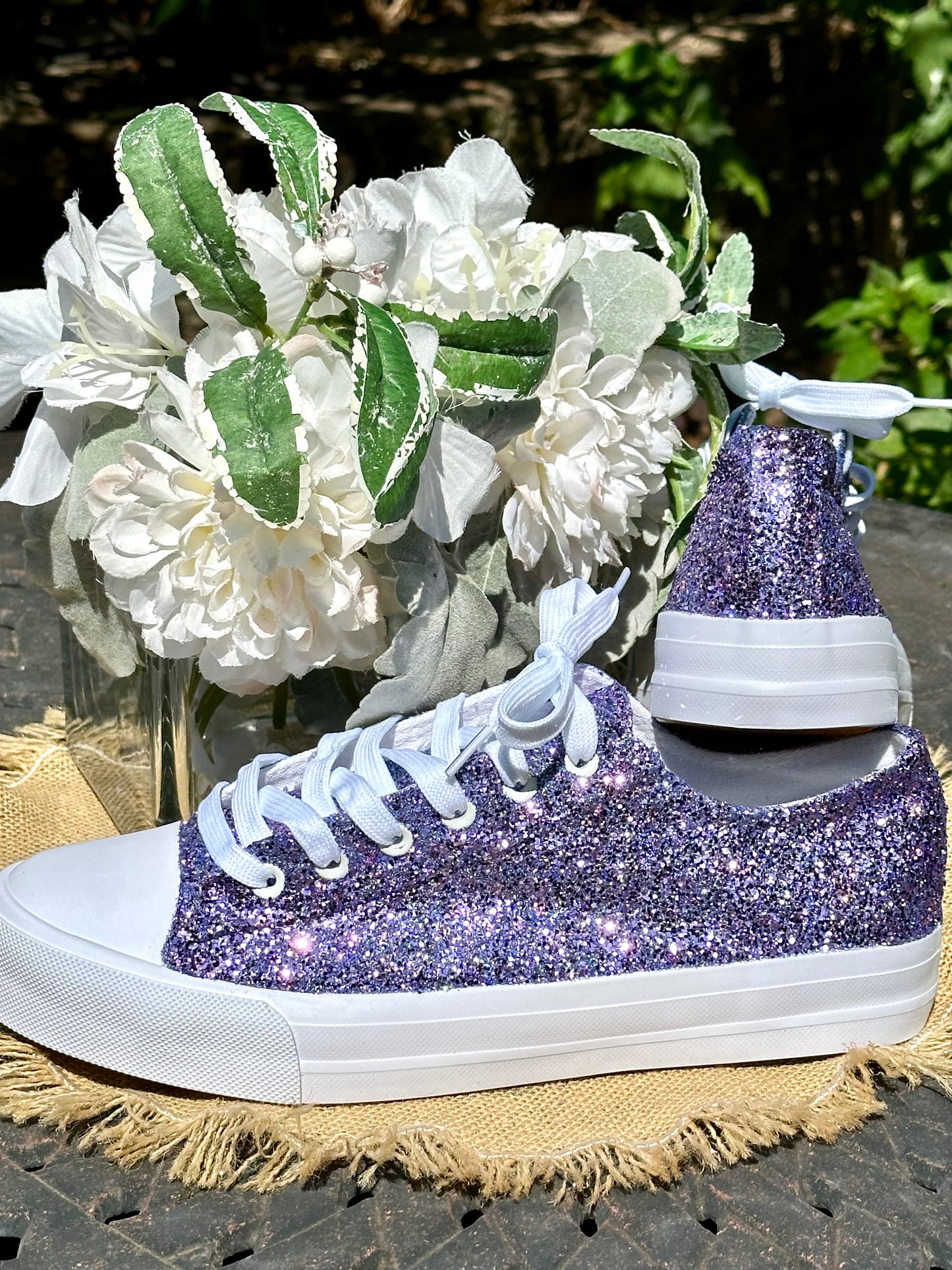 Lilac Purple Glitter Sneakers