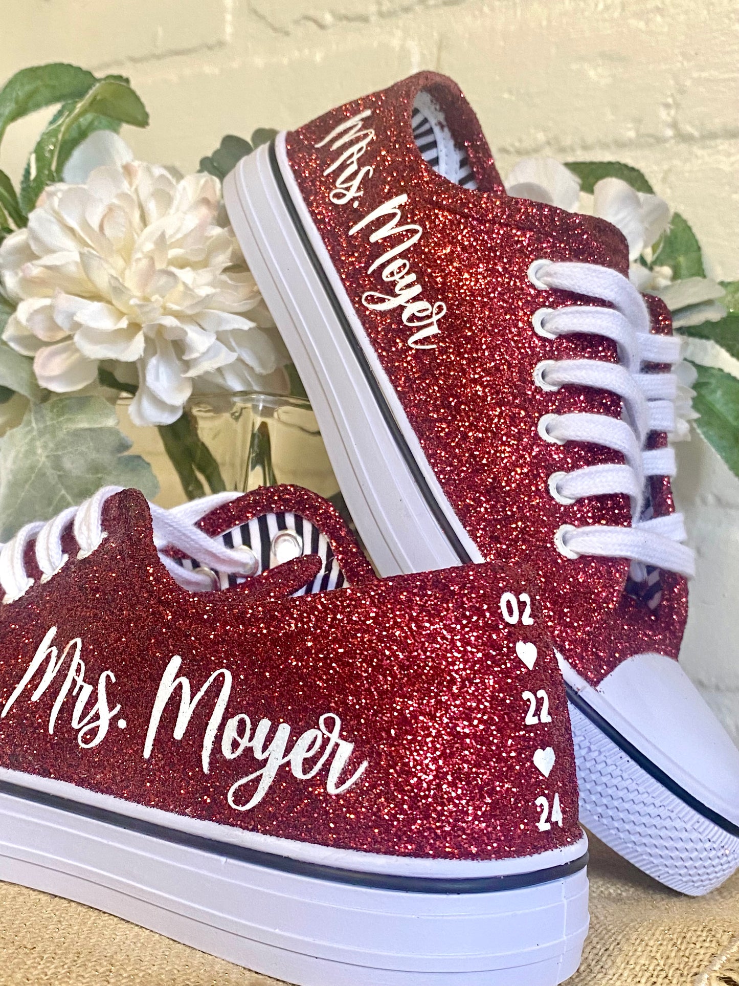 Burgundy Glitter Wedding Sneakers