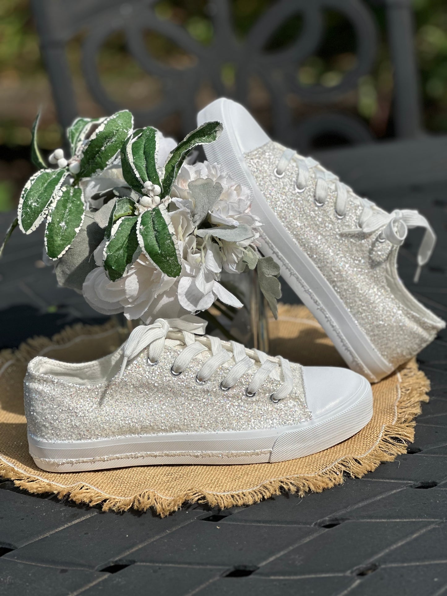 White Glitter Bride Sneakers