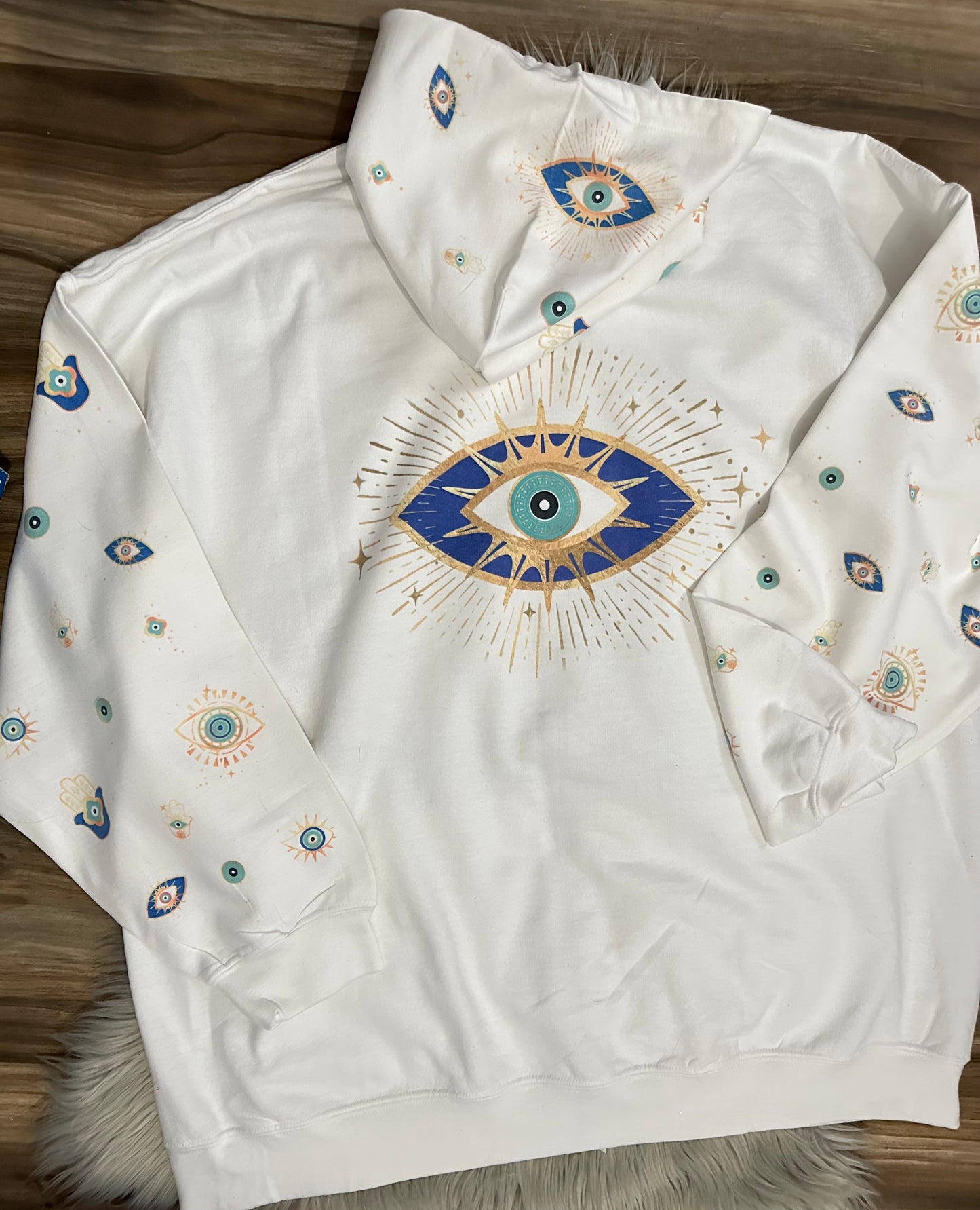 White Zip Up All Seeing Eye Sweatshirtp
