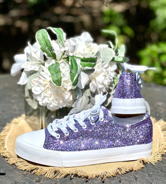 Lilac Purple Glitter Sneakers