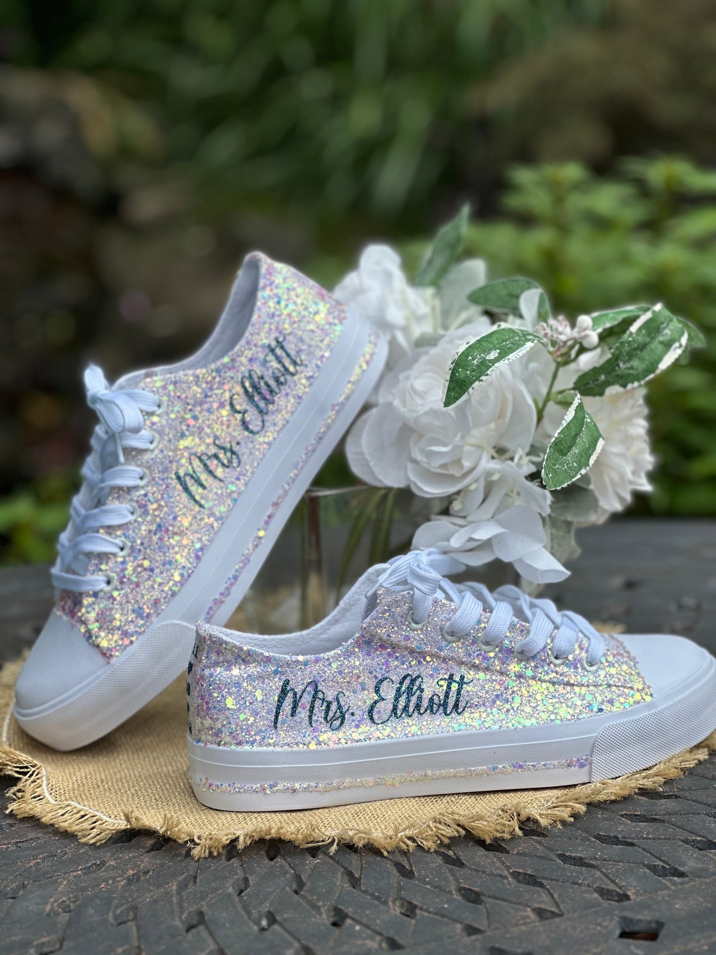 Ivory Glitter Bride Sneakers