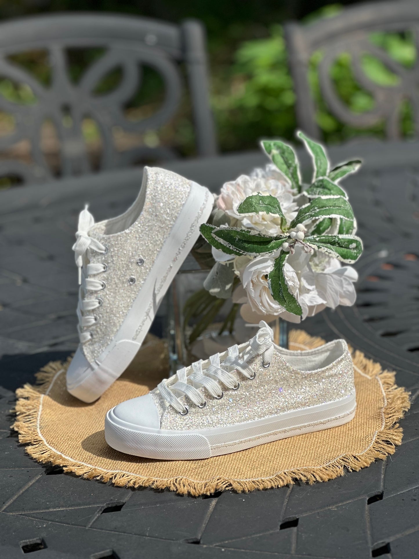 White Glitter Bride Sneakers