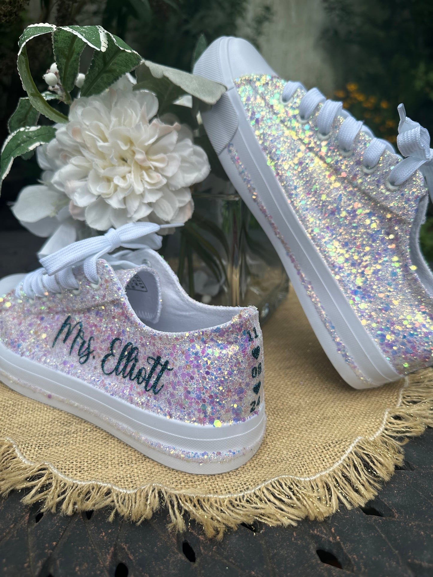 Ivory Glitter Bride Sneakers