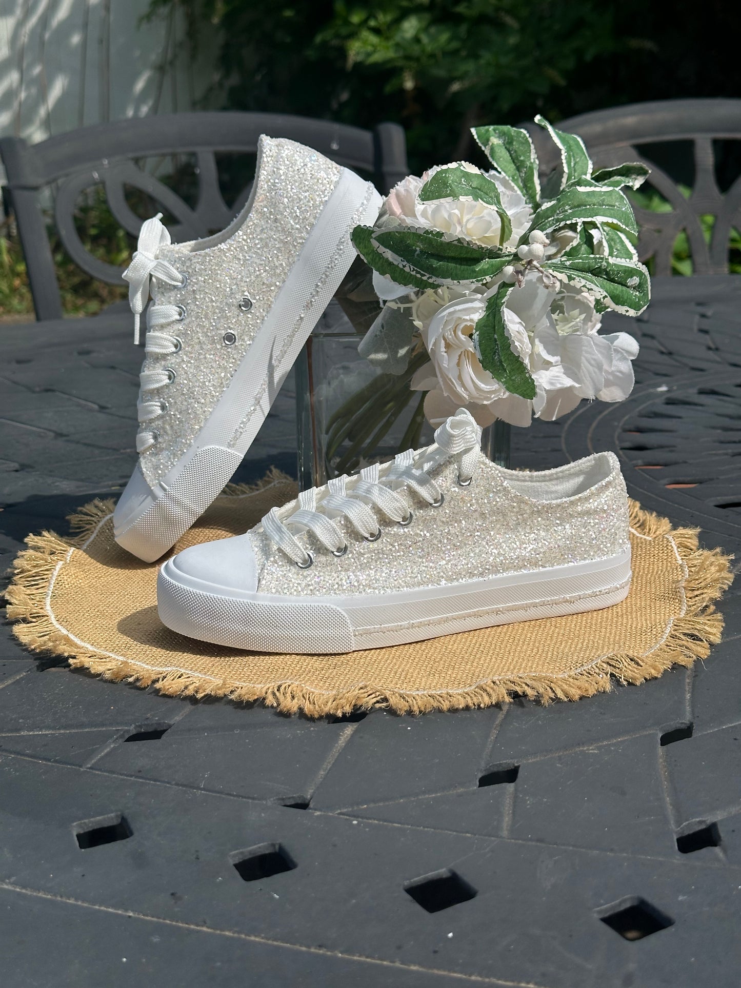 White Glitter Bride Sneakers