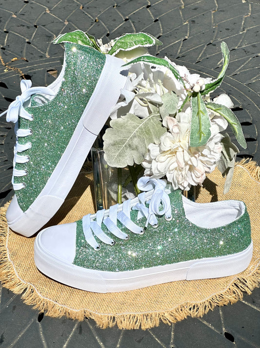 Sage Green Glitter Sneakers
