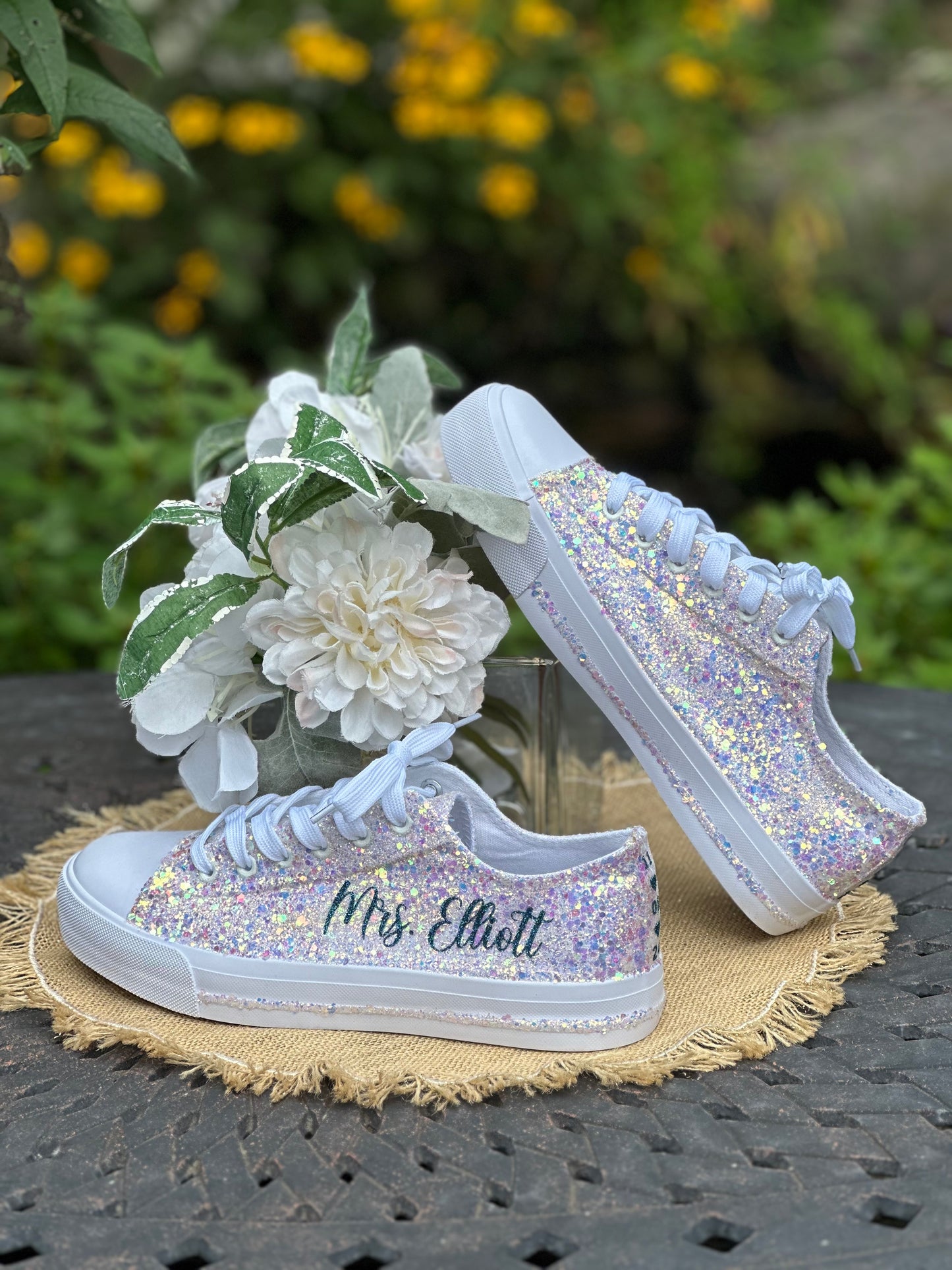 Ivory Glitter Bride Sneakers