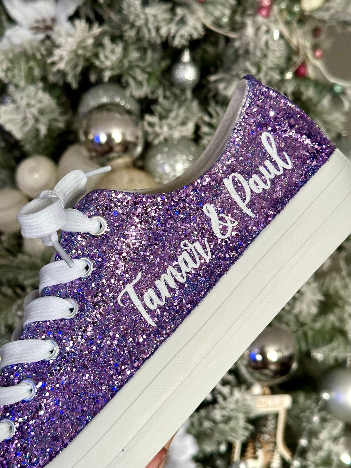 Personalized Lilac Glitter Sneakers