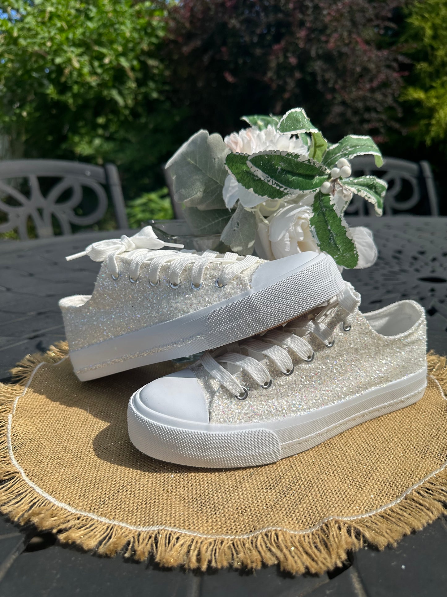 White Glitter Bride Sneakers