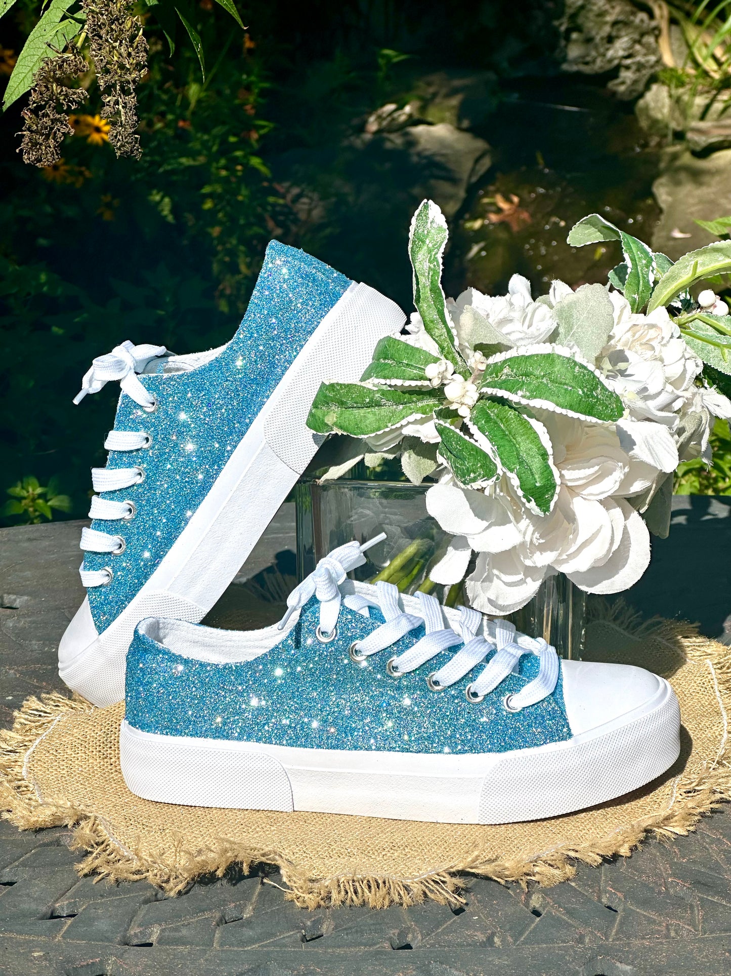 Light Blue Glitter Sneakers