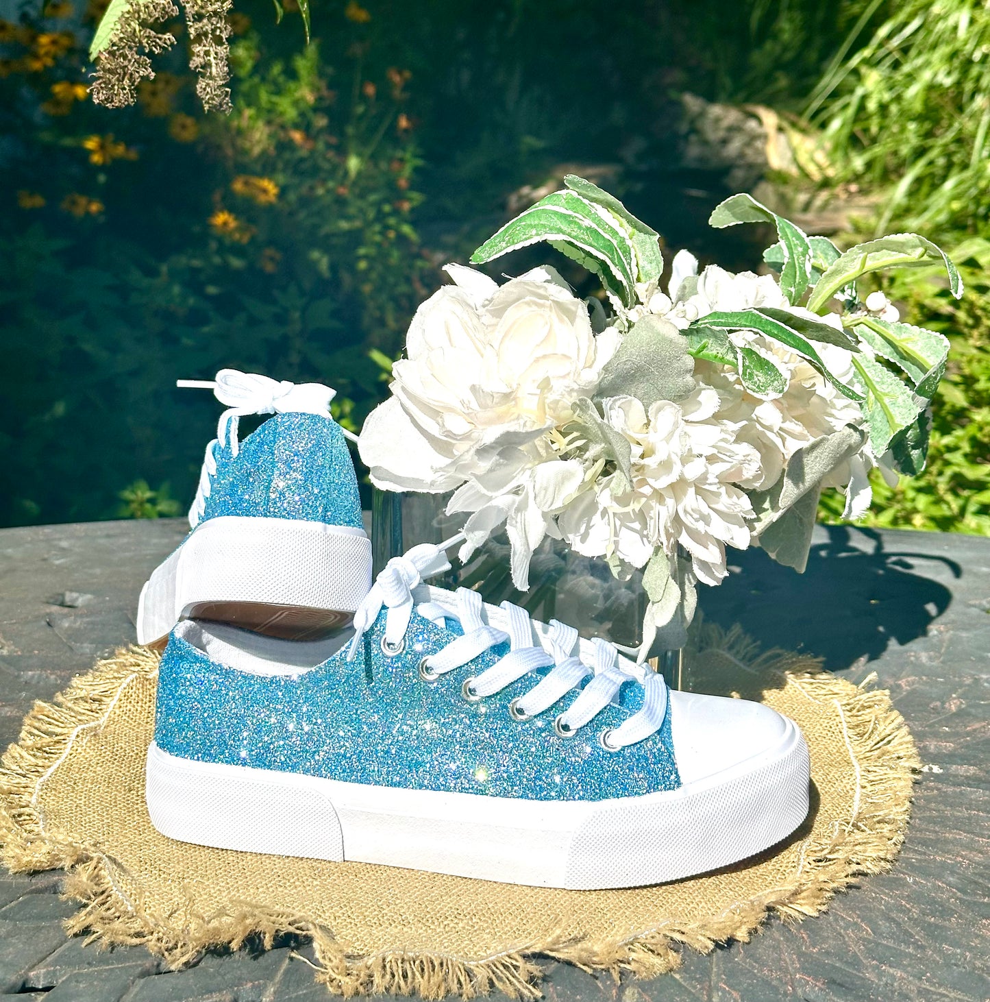 Light Blue Glitter Sneakers