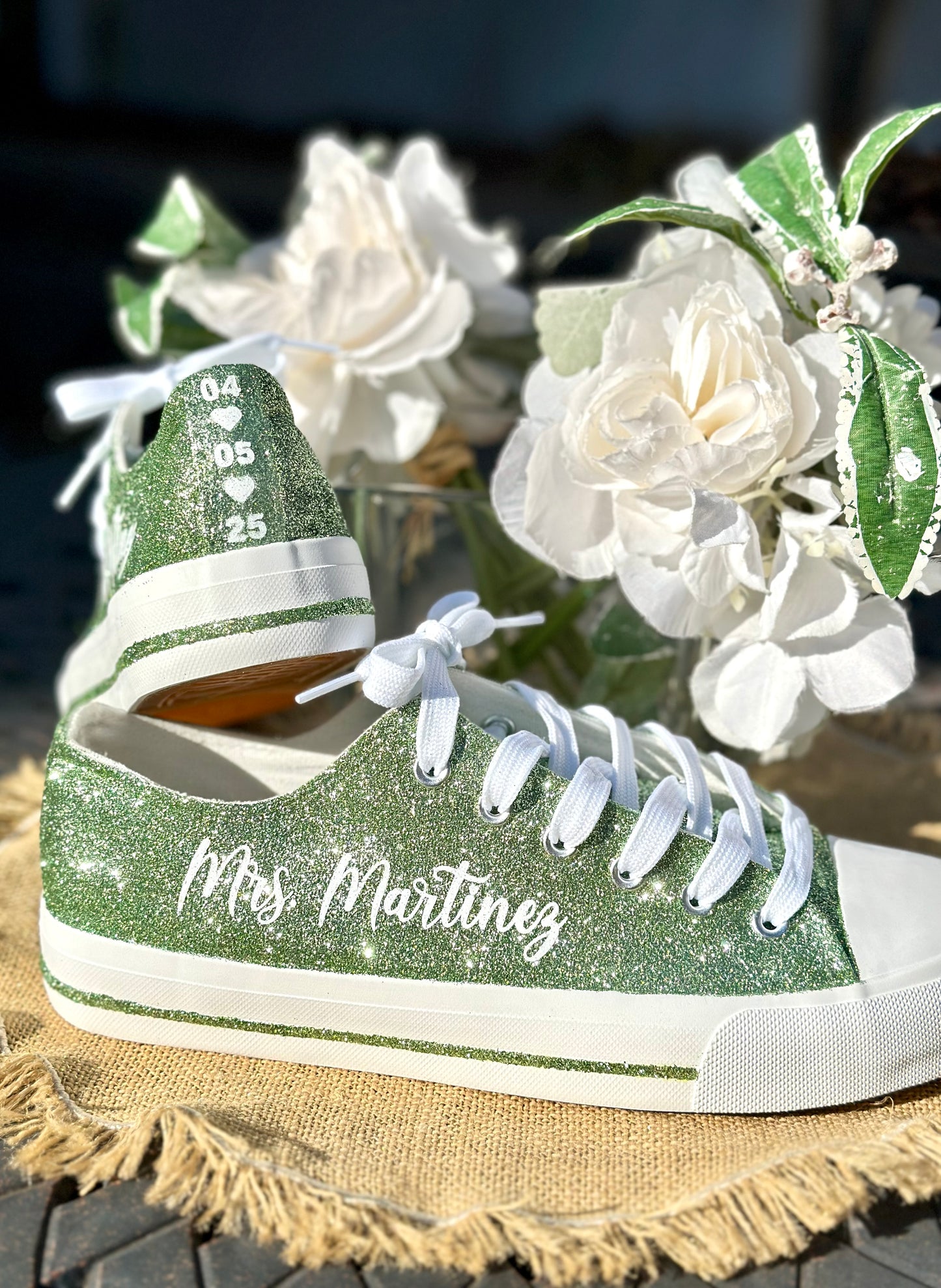 Sage Green Glitter Sneakers