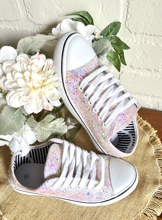 Ivory Glitter Bride Sneakers