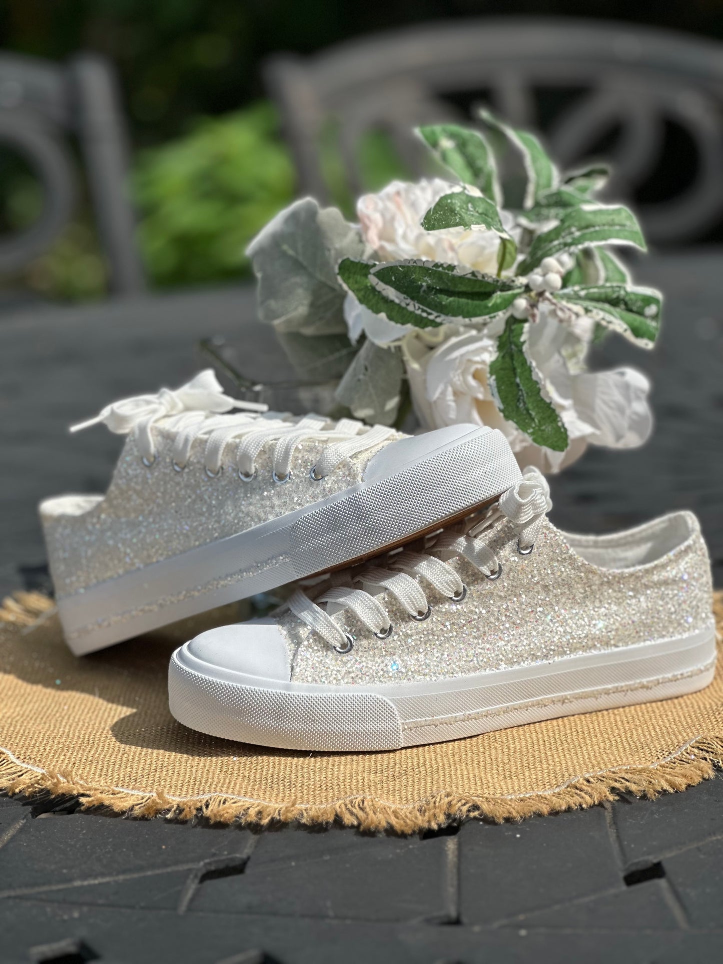 White Glitter Bride Sneakers