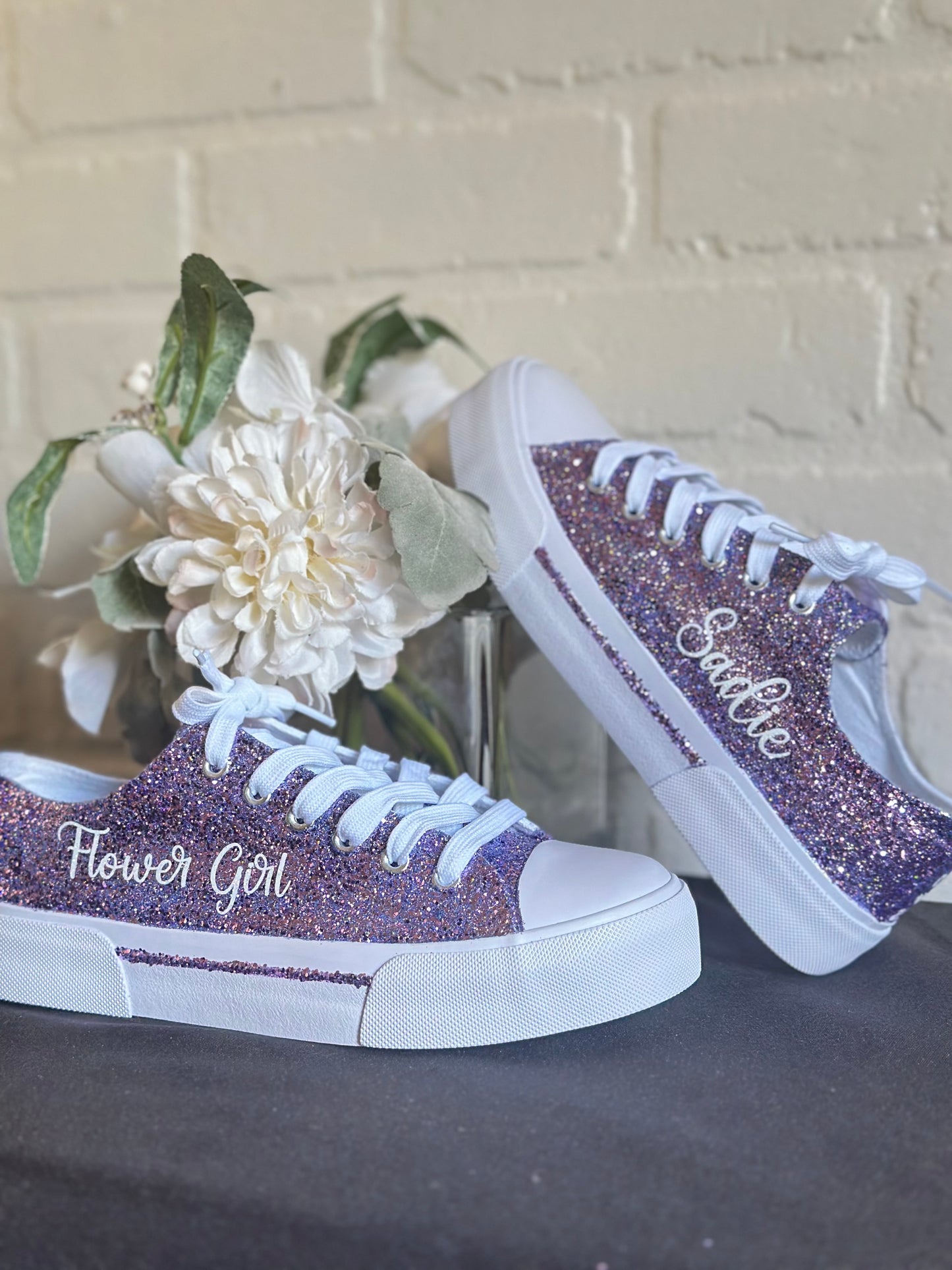 Personalized Lilac Glitter Sneakers