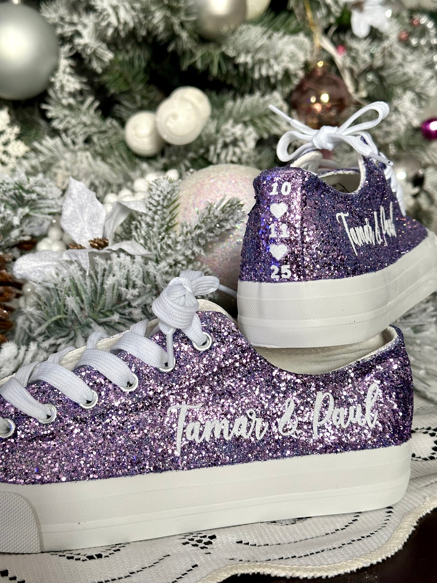 Personalized Lilac Glitter Sneakers