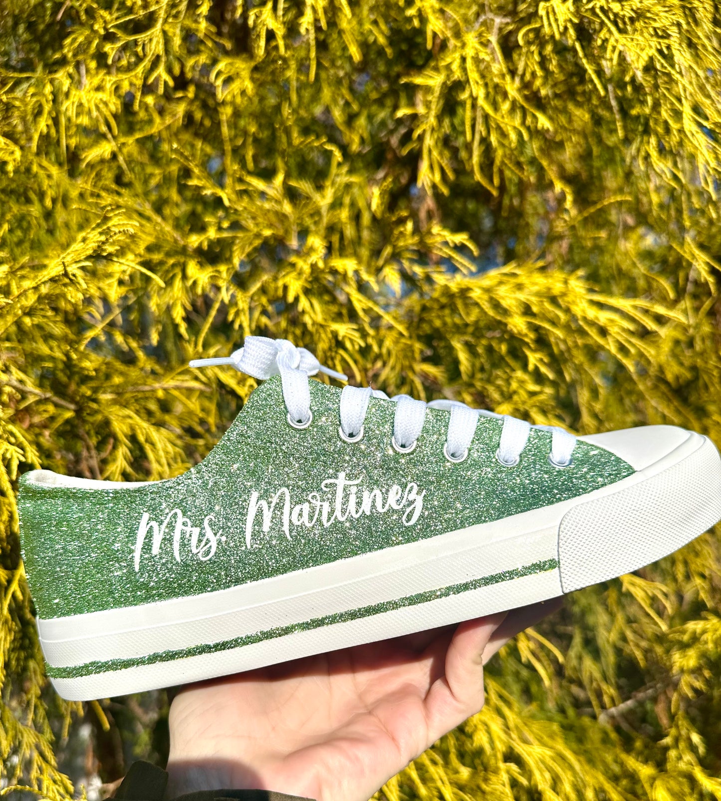 Sage Green Glitter Sneakers