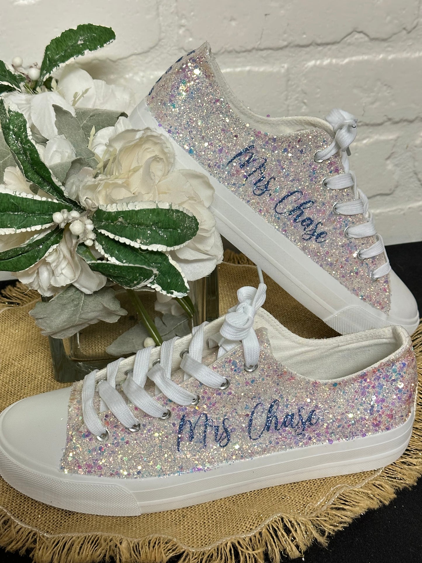 Ivory Glitter Bride Sneakers