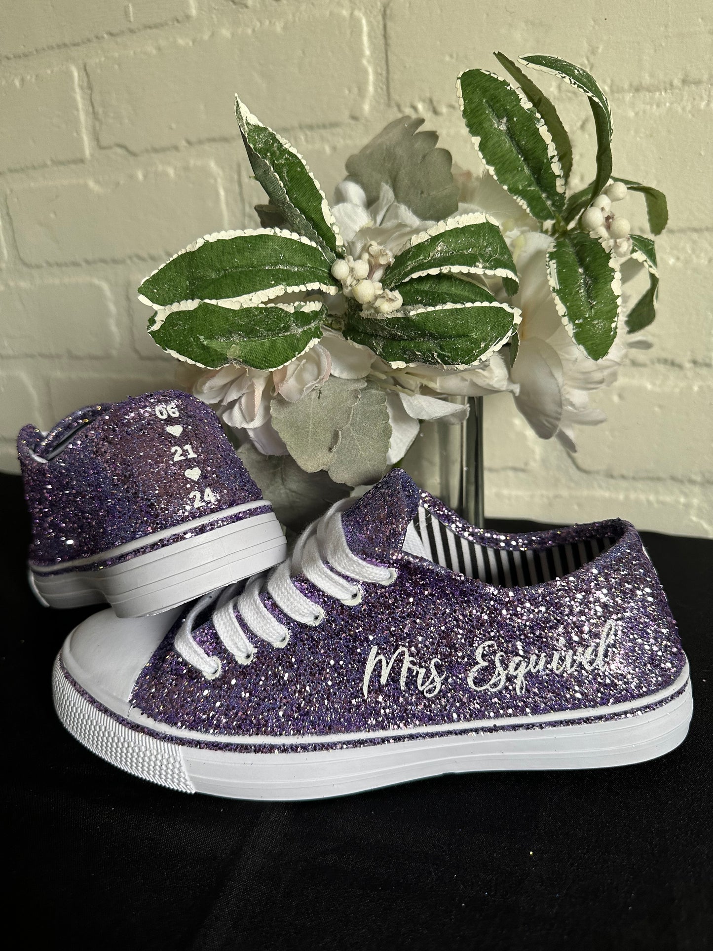 Personalized Lilac Glitter Sneakers