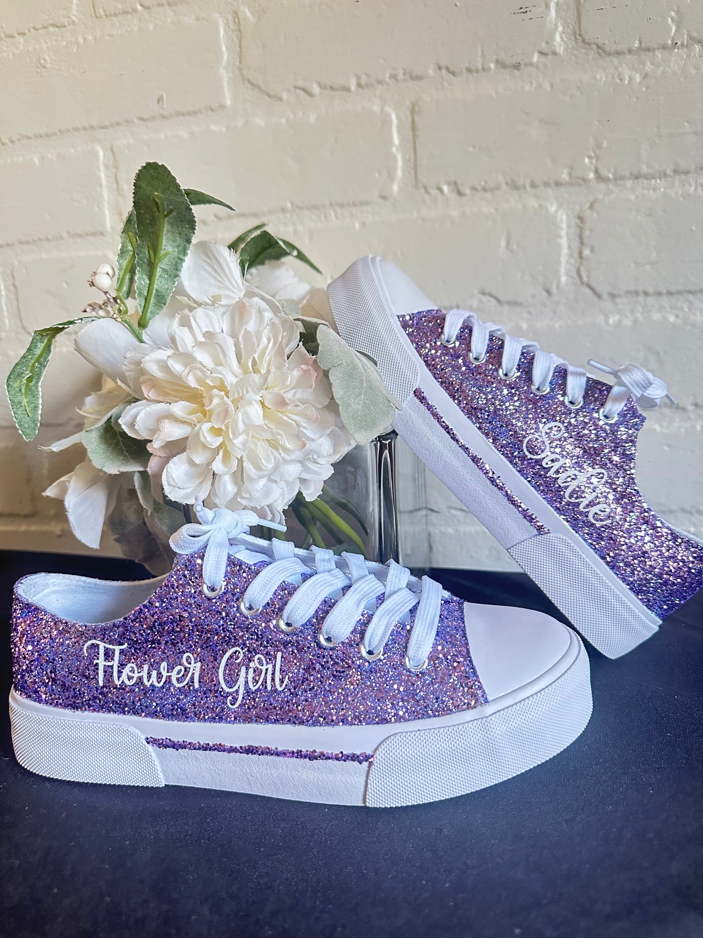 Personalized Lilac Glitter Sneakers