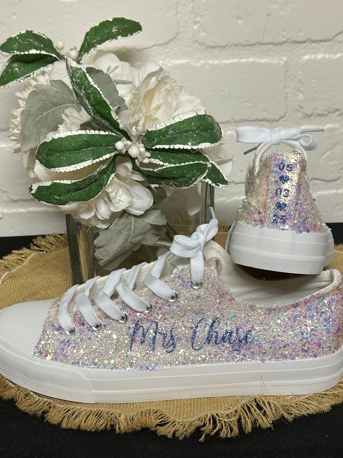 Ivory Glitter Bride Sneakers