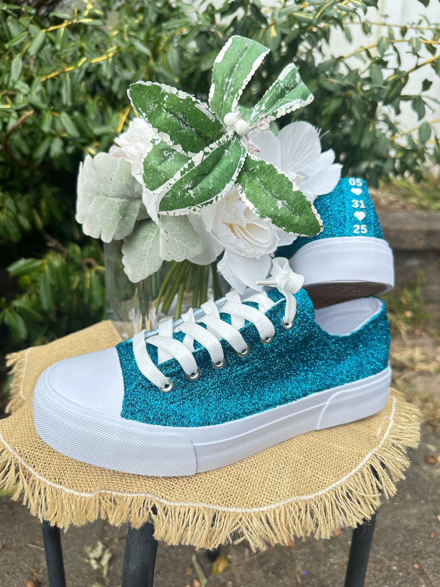 Teal Aqua Blue Green Glitter Sneakers