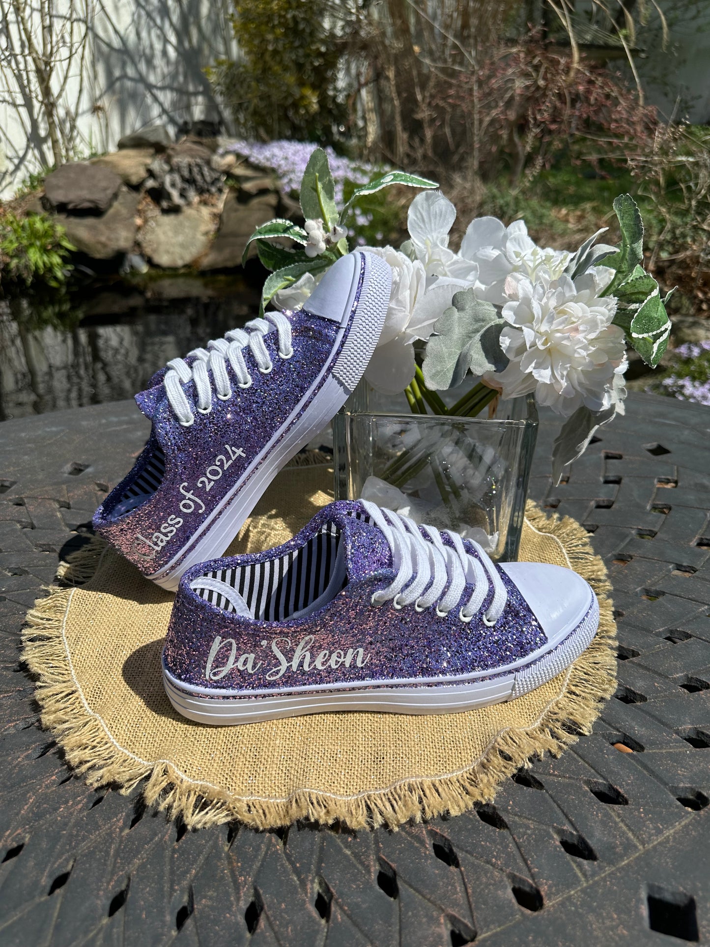 Personalized Lilac Glitter Sneakers