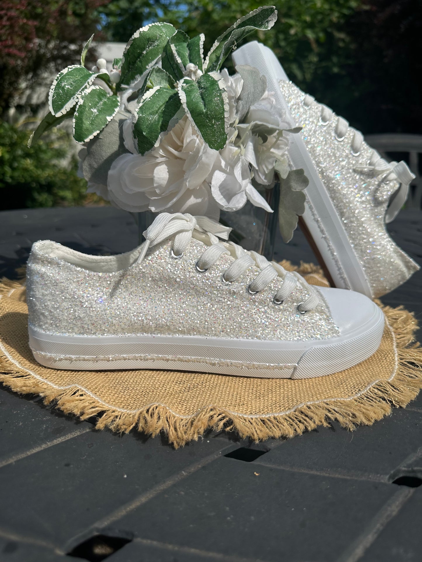 White Glitter Bride Sneakers