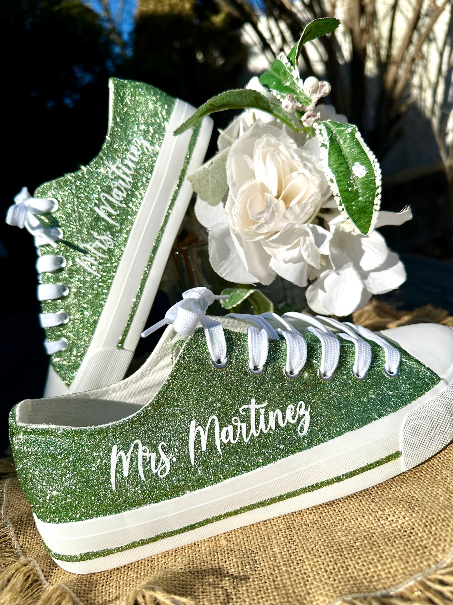 Sage Green Glitter Sneakers