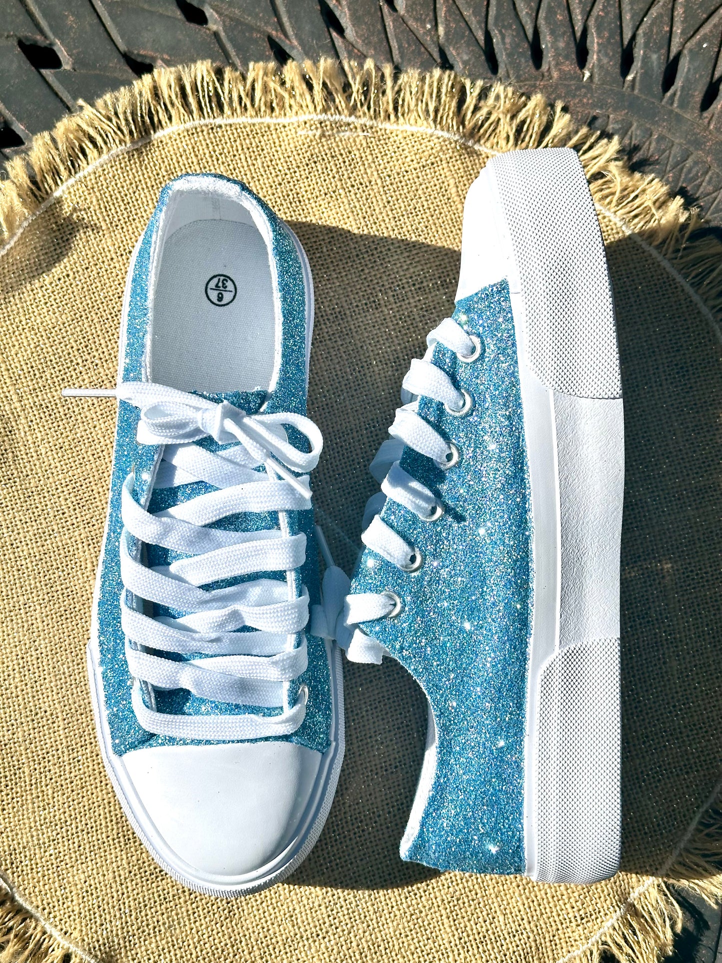 Light Blue Glitter Sneakers