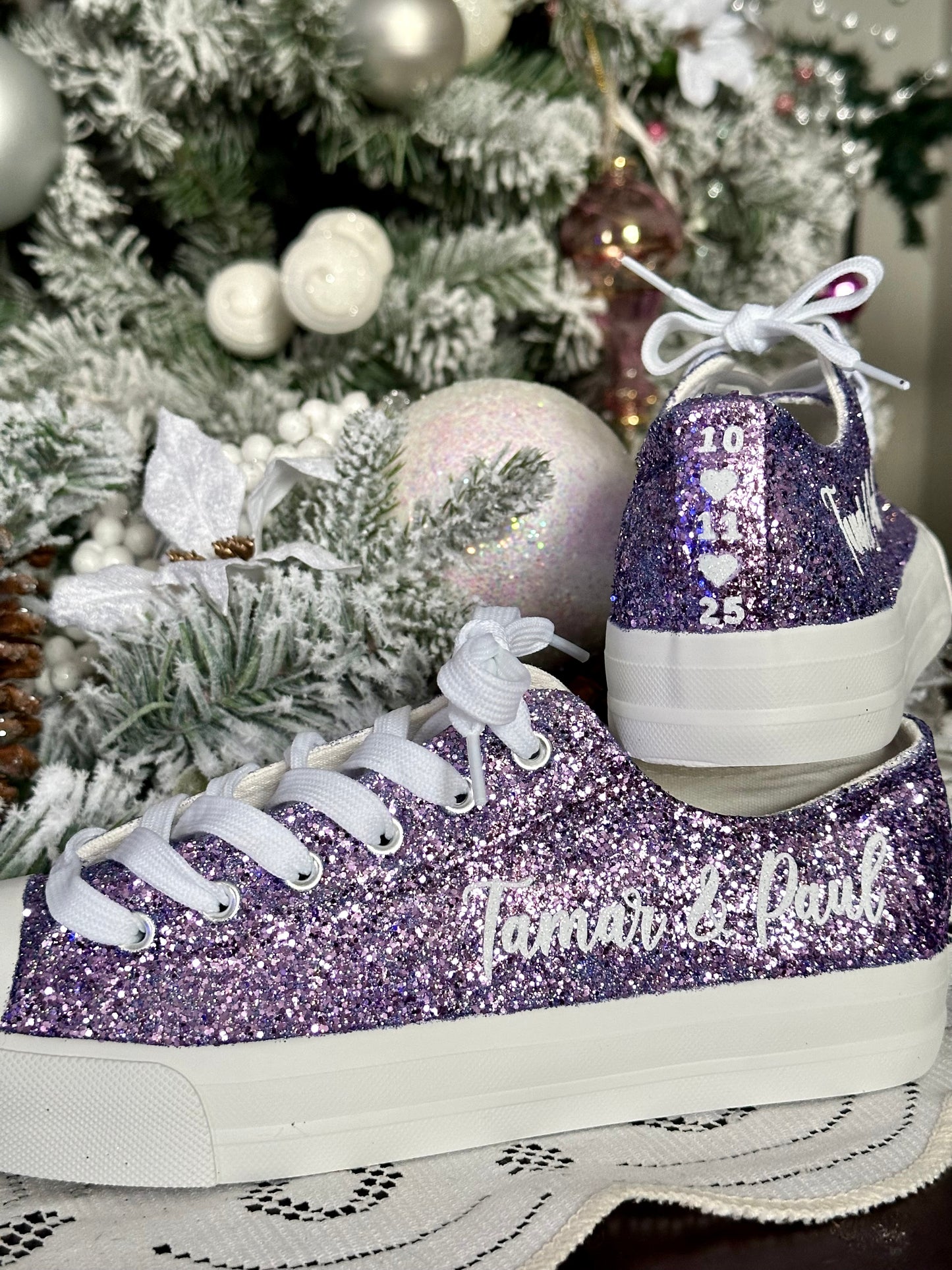 Personalized Lilac Glitter Sneakers