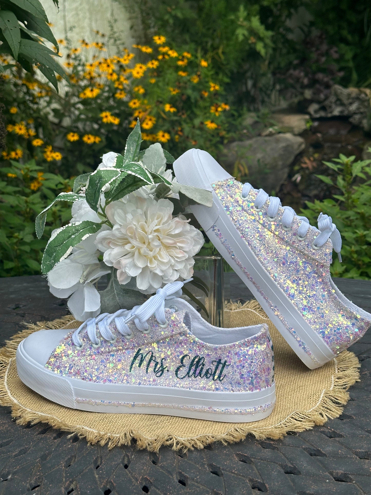 Ivory Glitter Bride Sneakers