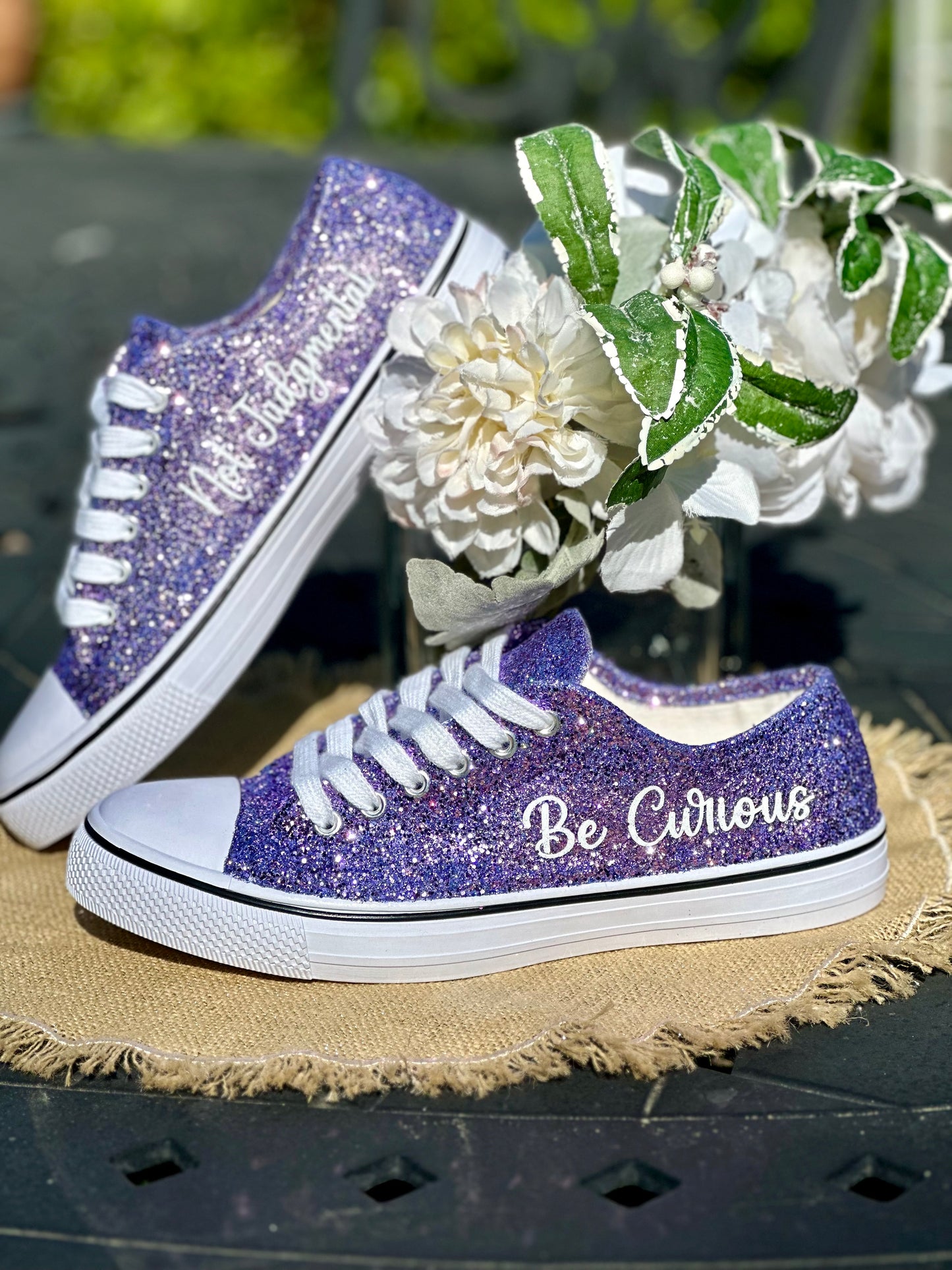 Personalized Lilac Glitter Sneakers