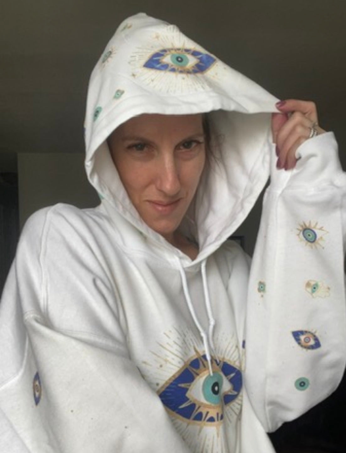 White Pull Over All Seeing Eye Sweatshirt