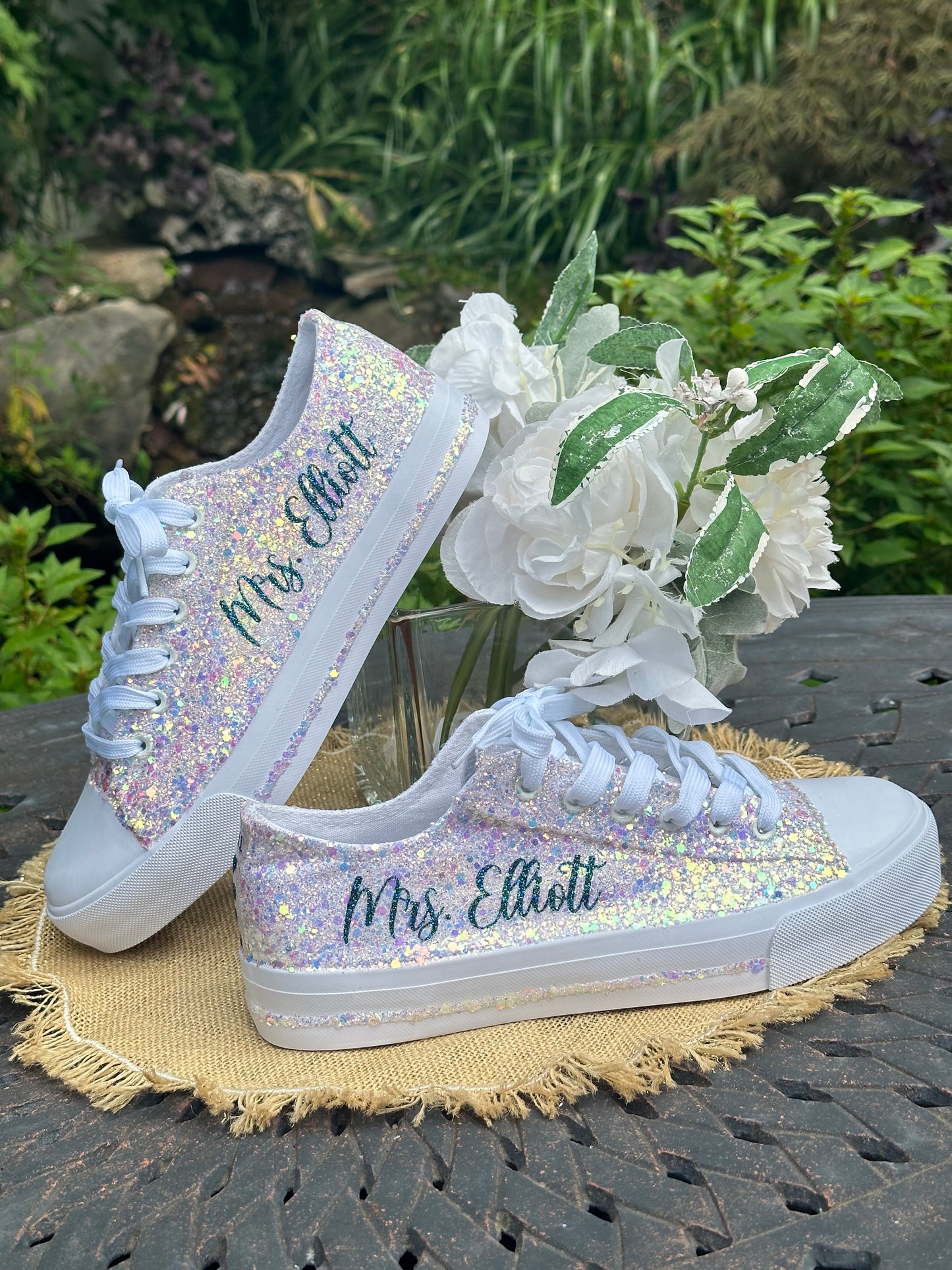 Ivory Glitter Bride Sneakers