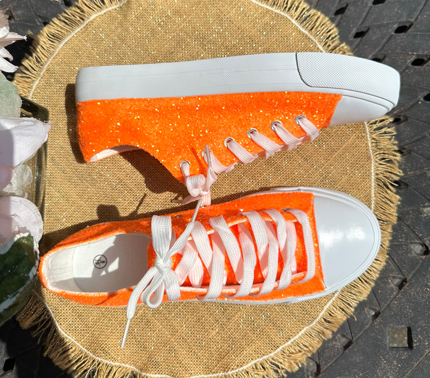 Orange Glitter Sneakers