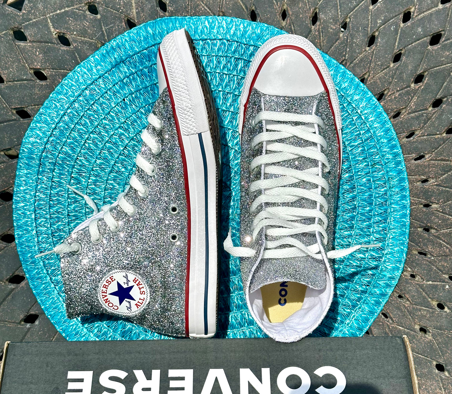 High Top Silver Glitter Converse Chuck Taylor All Star Sneakers