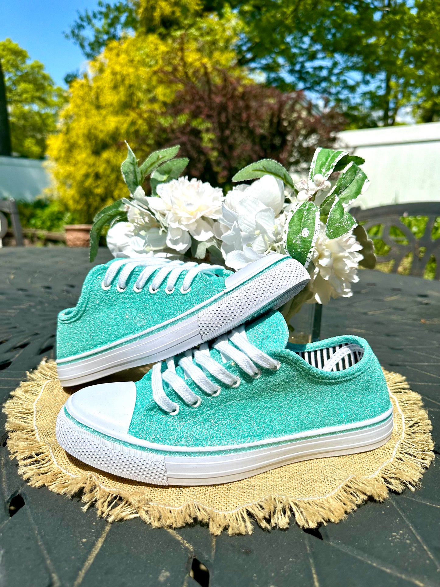 Tiffani Aqua Blue Glitter Sneakers