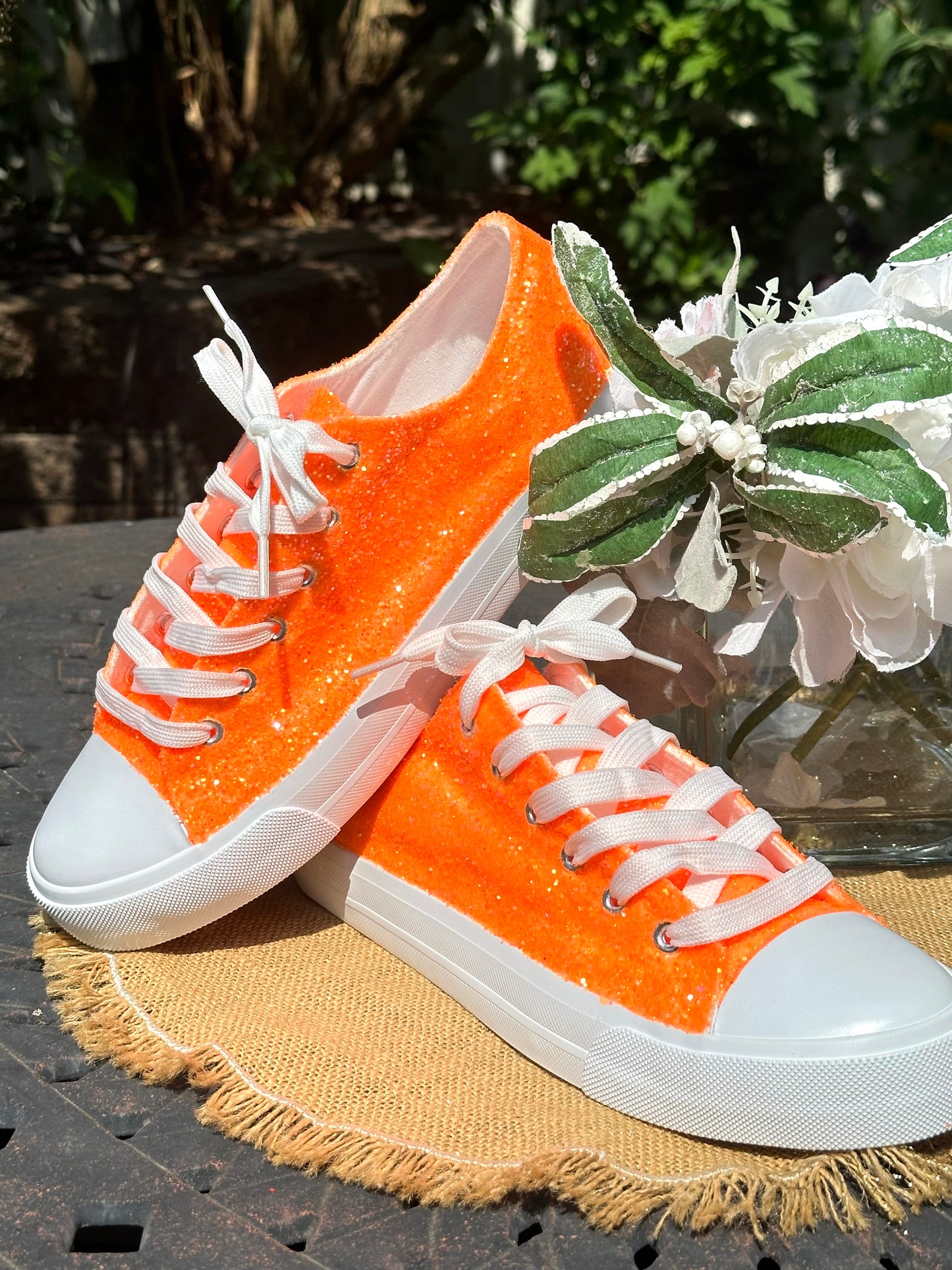 Orange Glitter Sneakers