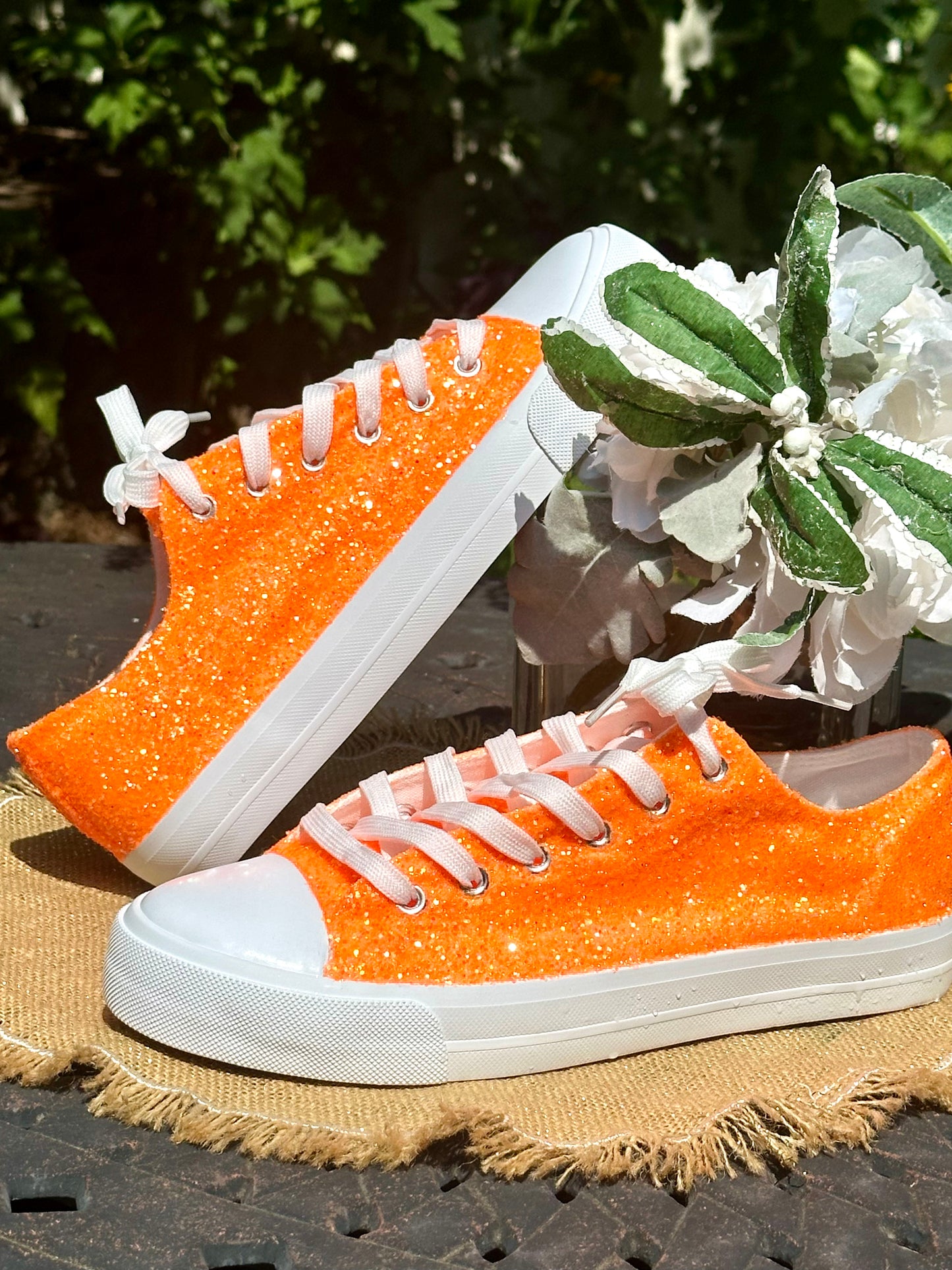 Orange Glitter Sneakers