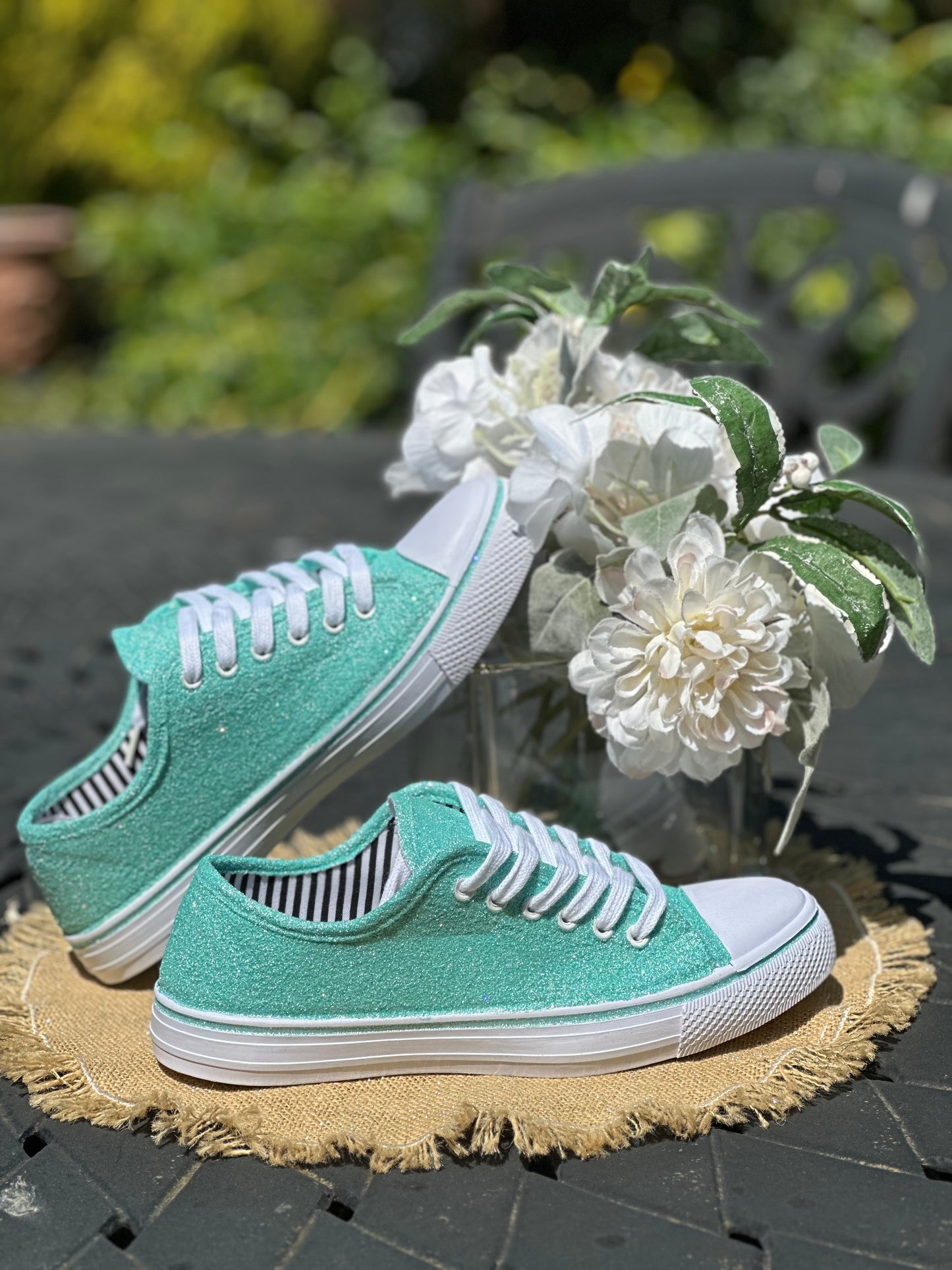 Tiffani Aqua Blue Glitter Sneakers