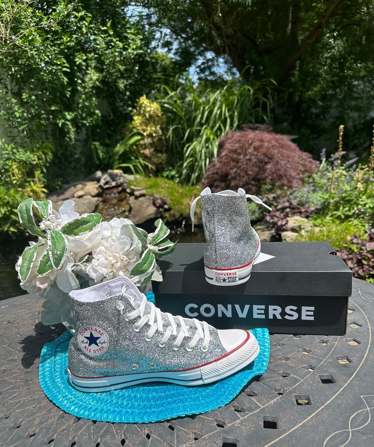 High Top Silver Glitter Converse Chuck Taylor All Star Sneakers