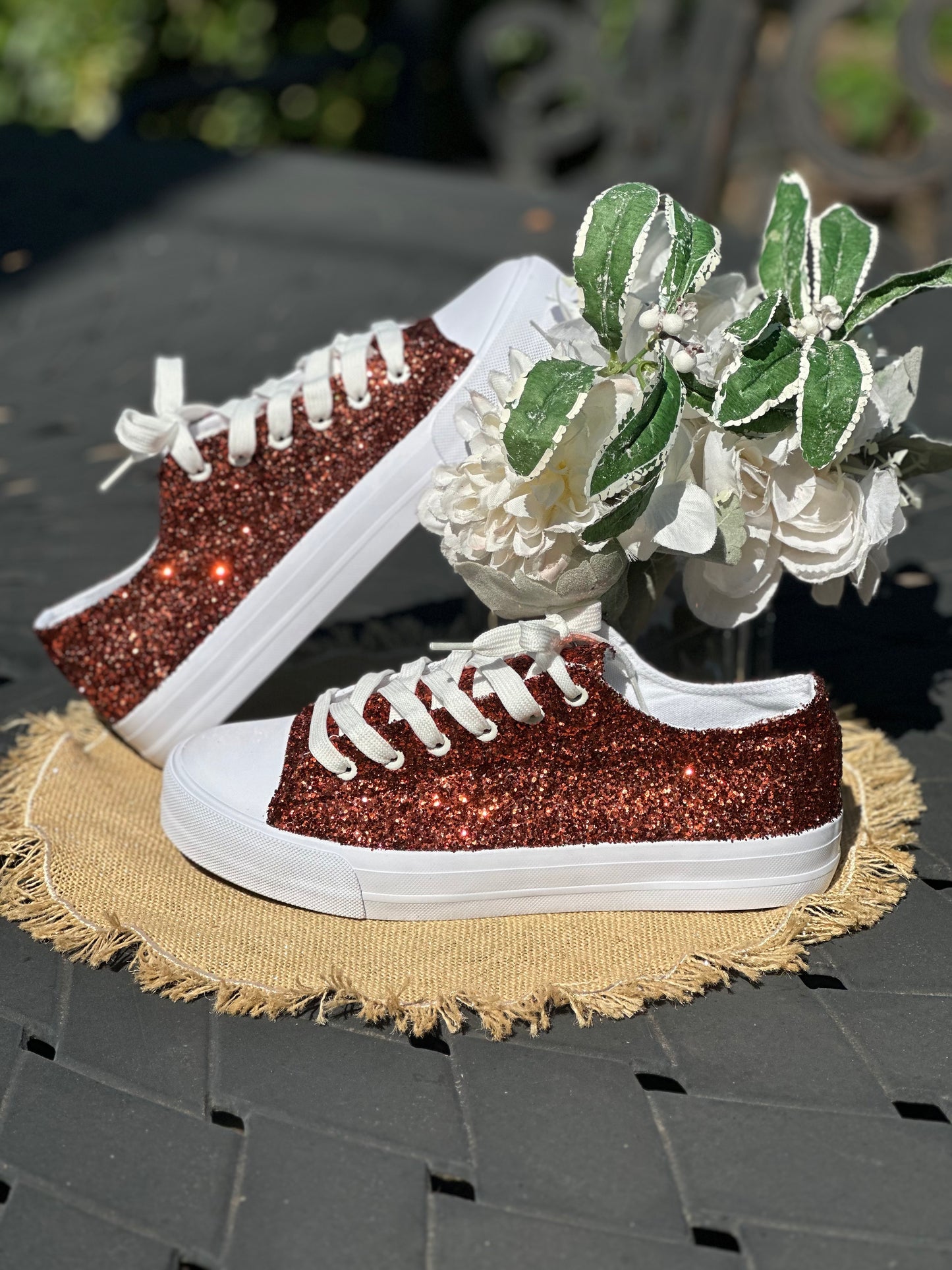 Pumpkin Orange Glitter Sneakers