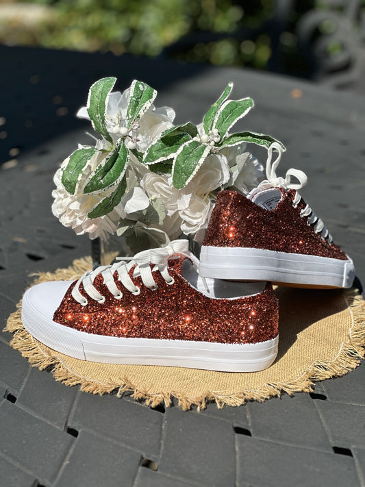 Pumpkin Orange Glitter Sneakers