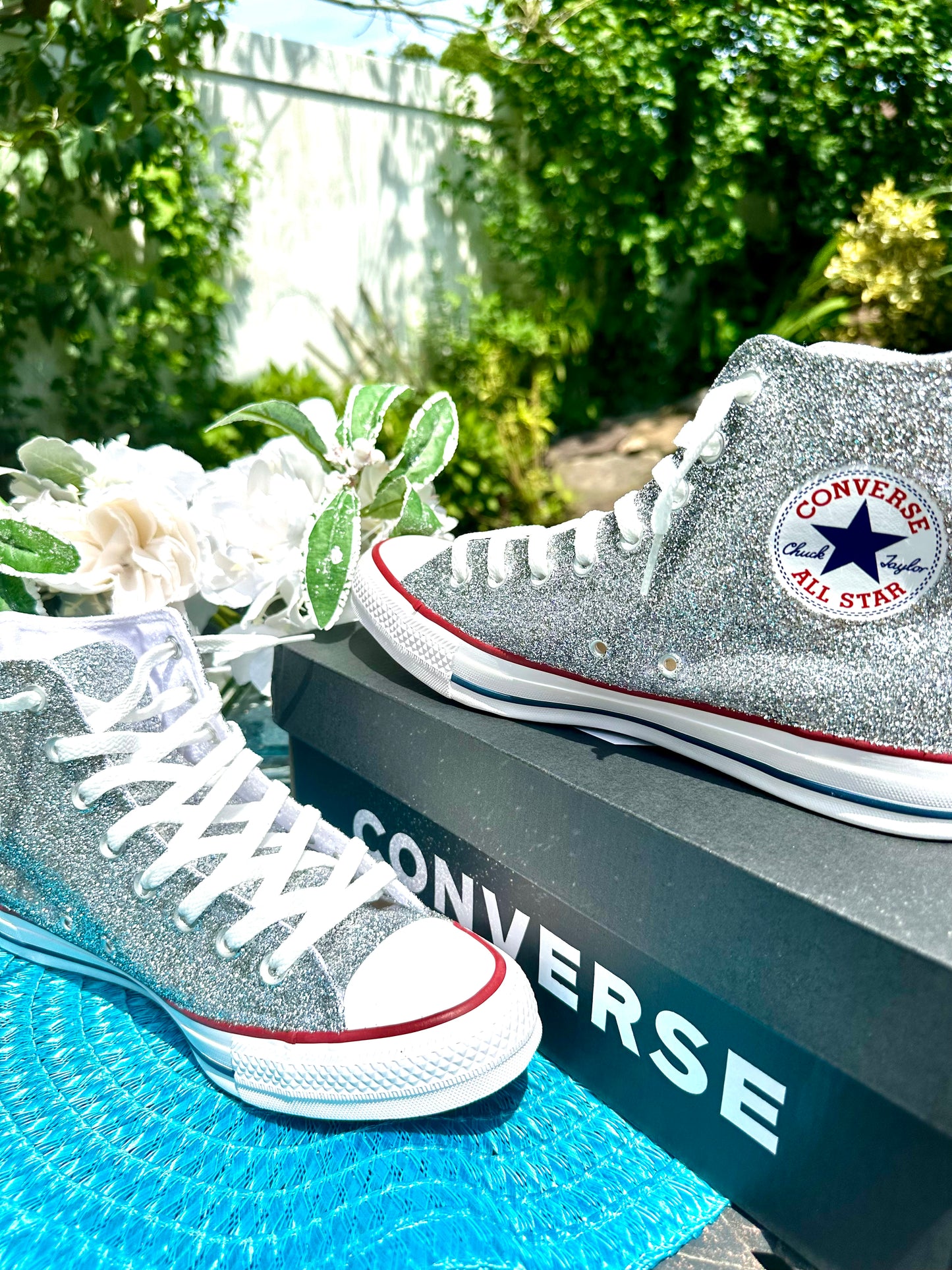 High Top Silver Glitter Converse Chuck Taylor All Star Sneakers