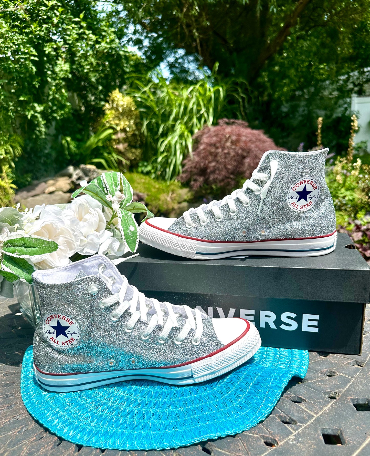 High Top Silver Glitter Converse Chuck Taylor All Star Sneakers