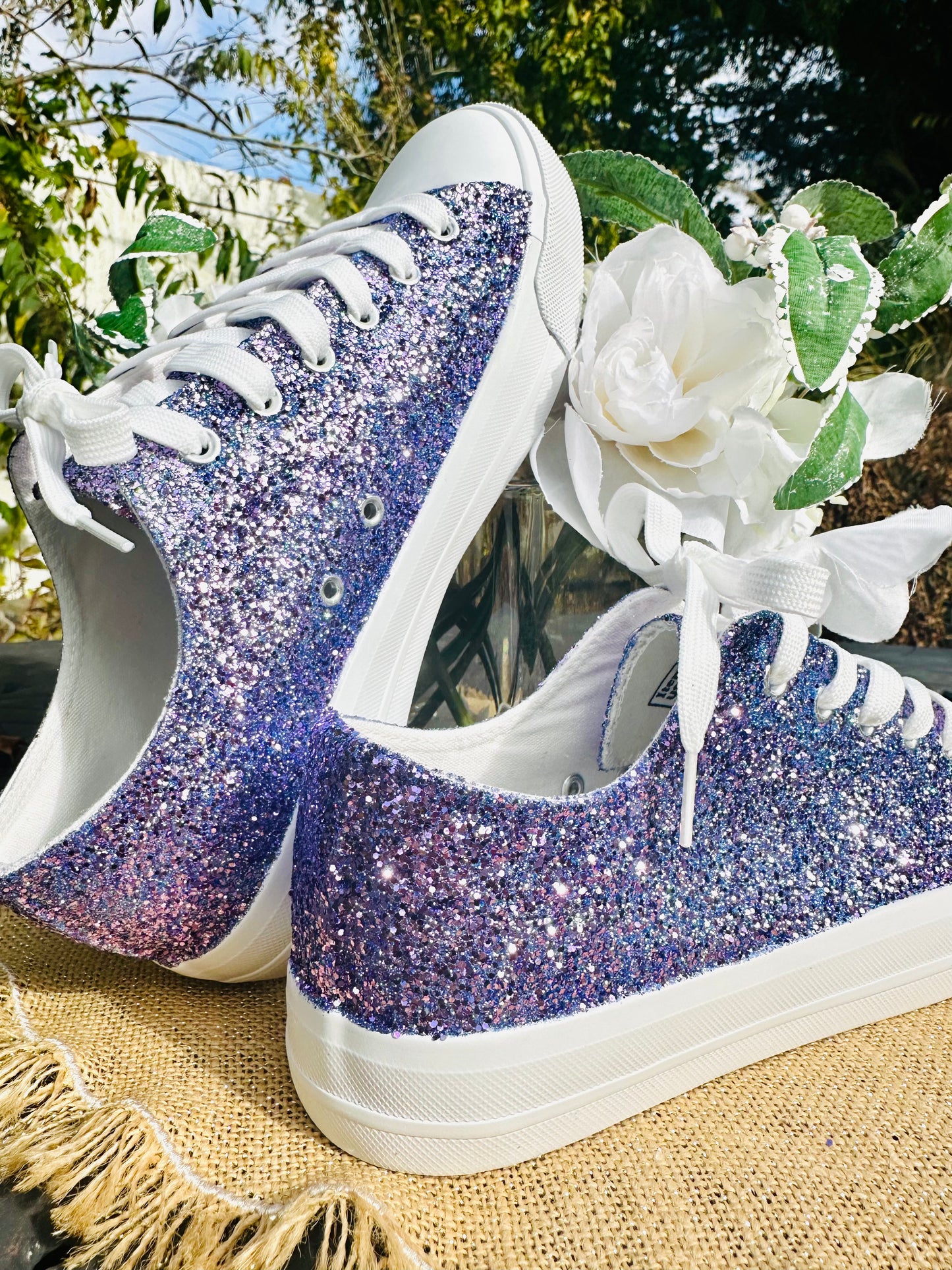 Lilac Purple Glitter Sneakers